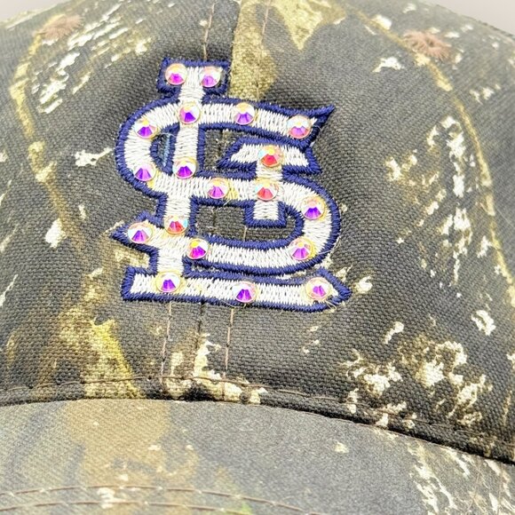 St. Louis Cardinals Camo Mesh Adjustable Hat Rhinestone Logo Port Authority - Picture 2 of 8